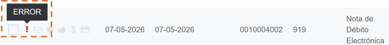 Icono Error en inbox: No hubo comunicación con la ET.