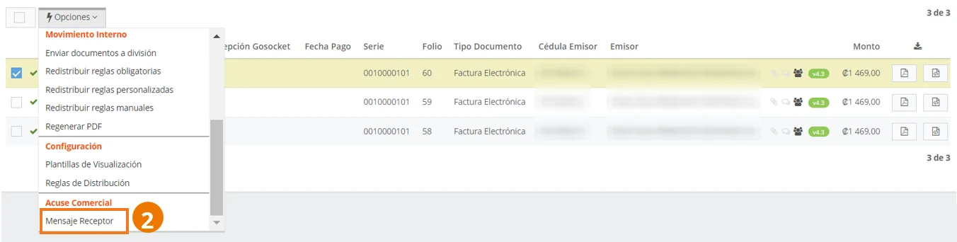 Recepción de documentos