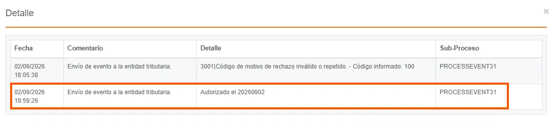 Rechazar Comprobante