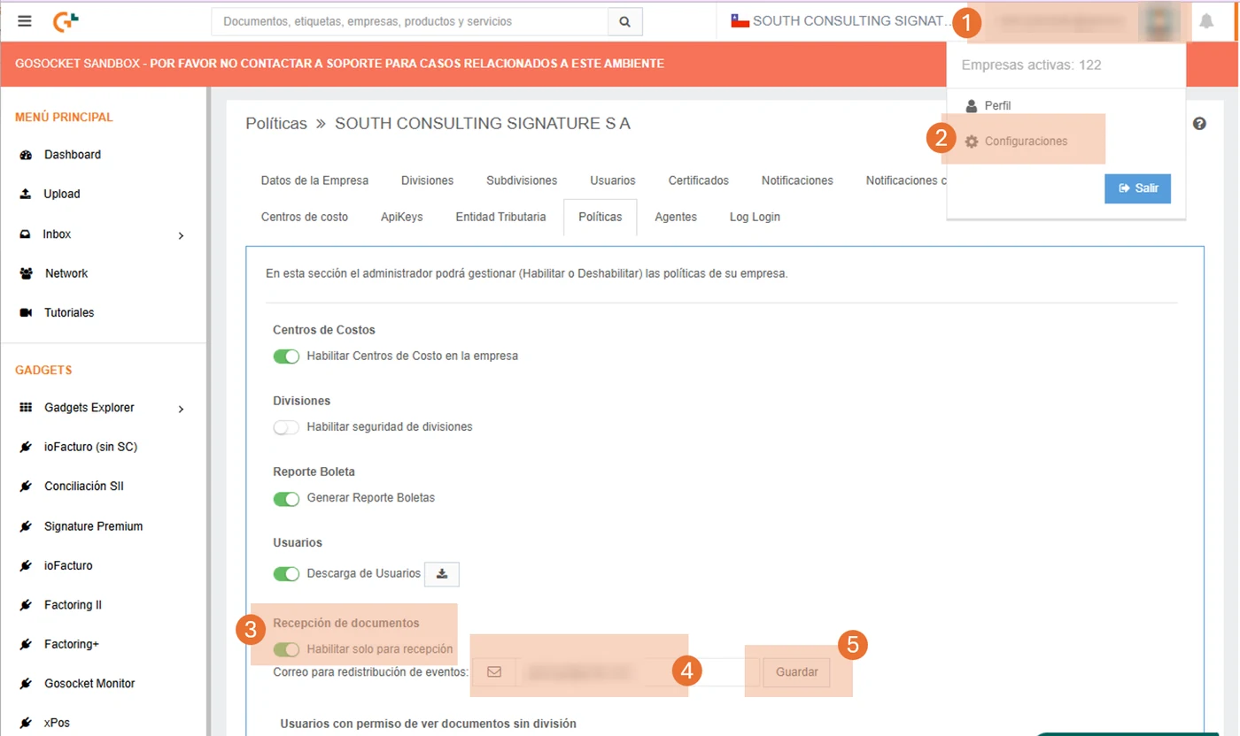 Recepción de documentos
