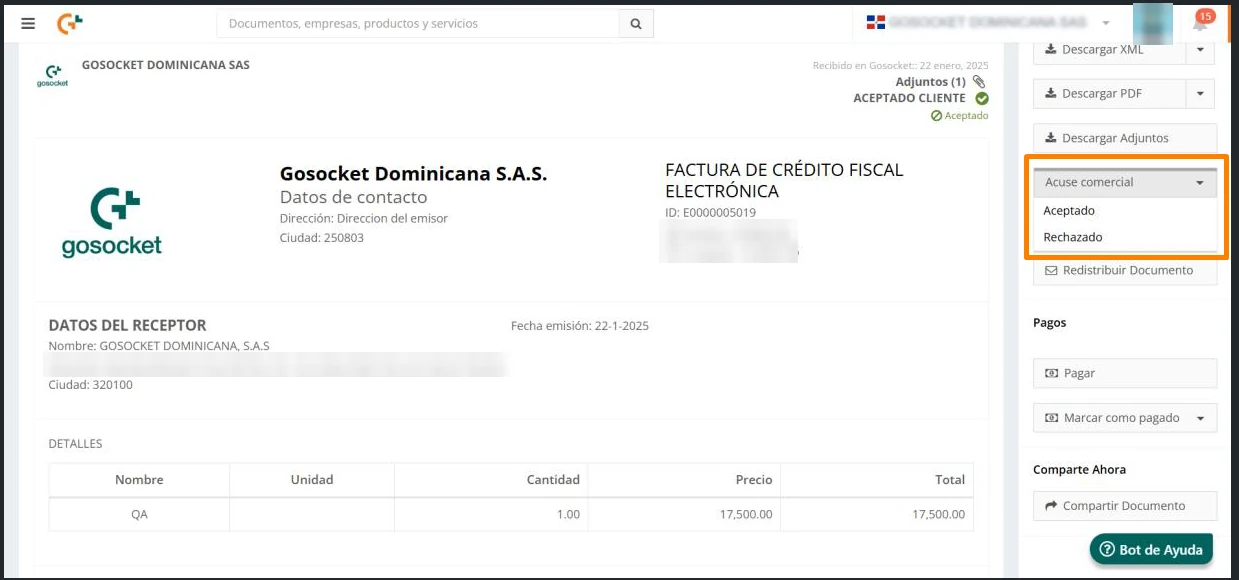 Recepción de documentos