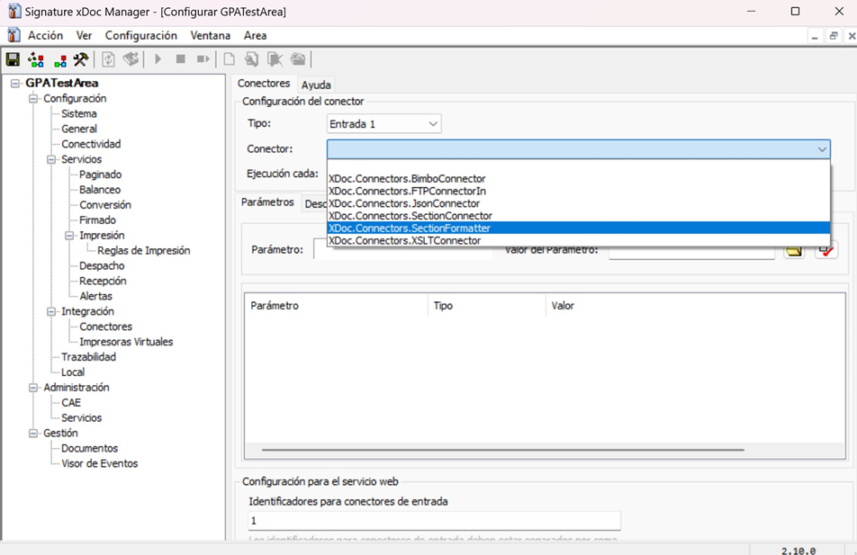 Configuración de conectores