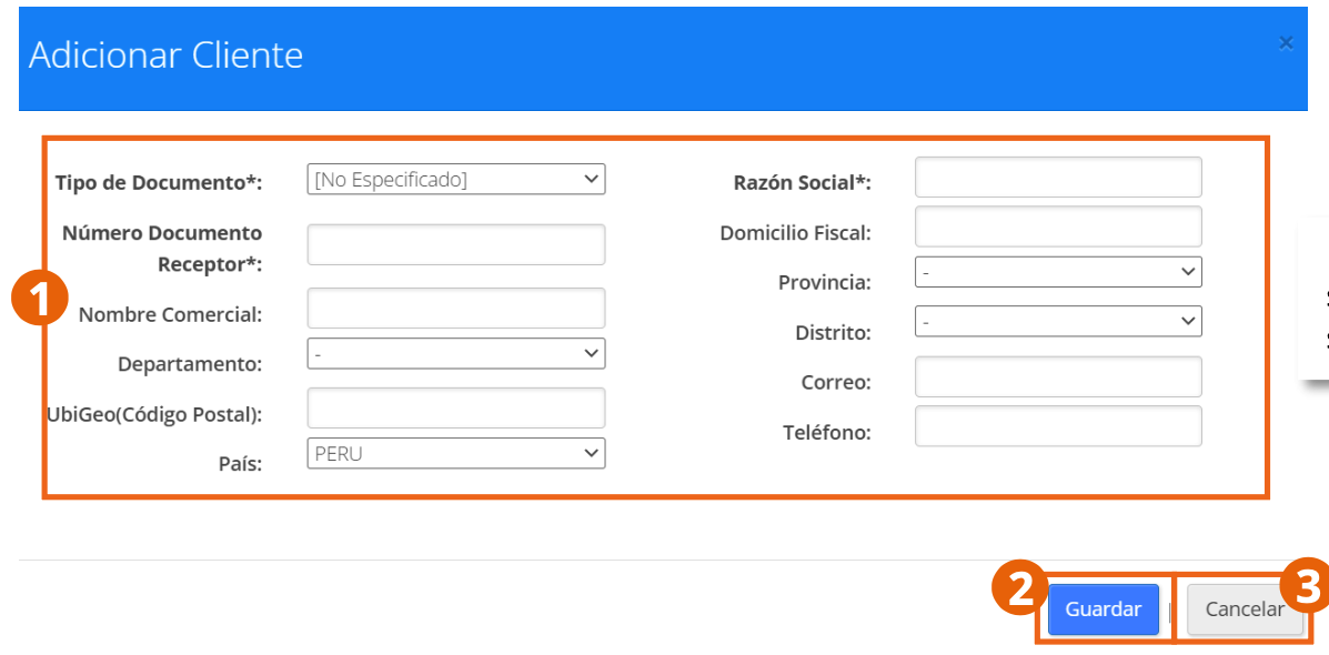 Formulario para agregar un Cliente