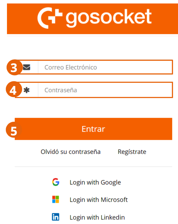 Formulario de inicio de sesión de Gosocket