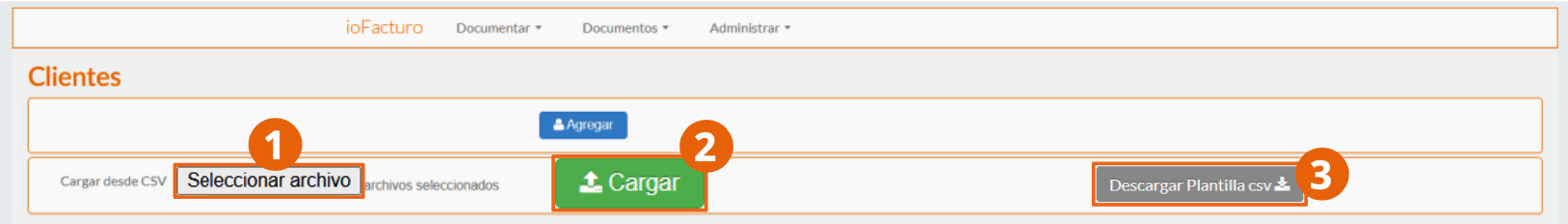 Formulario de carga masiva de registros mediante archivo CSV