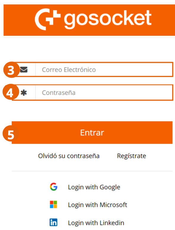 Formulario de inicio de sesión de Gosocket
