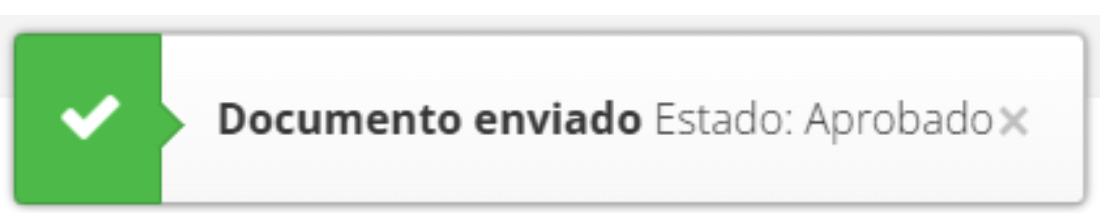 Aviso de documento enviado con estado Aprobado