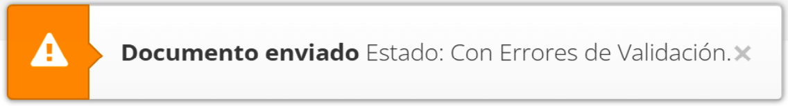 Aviso de documento enviado con errores de validación