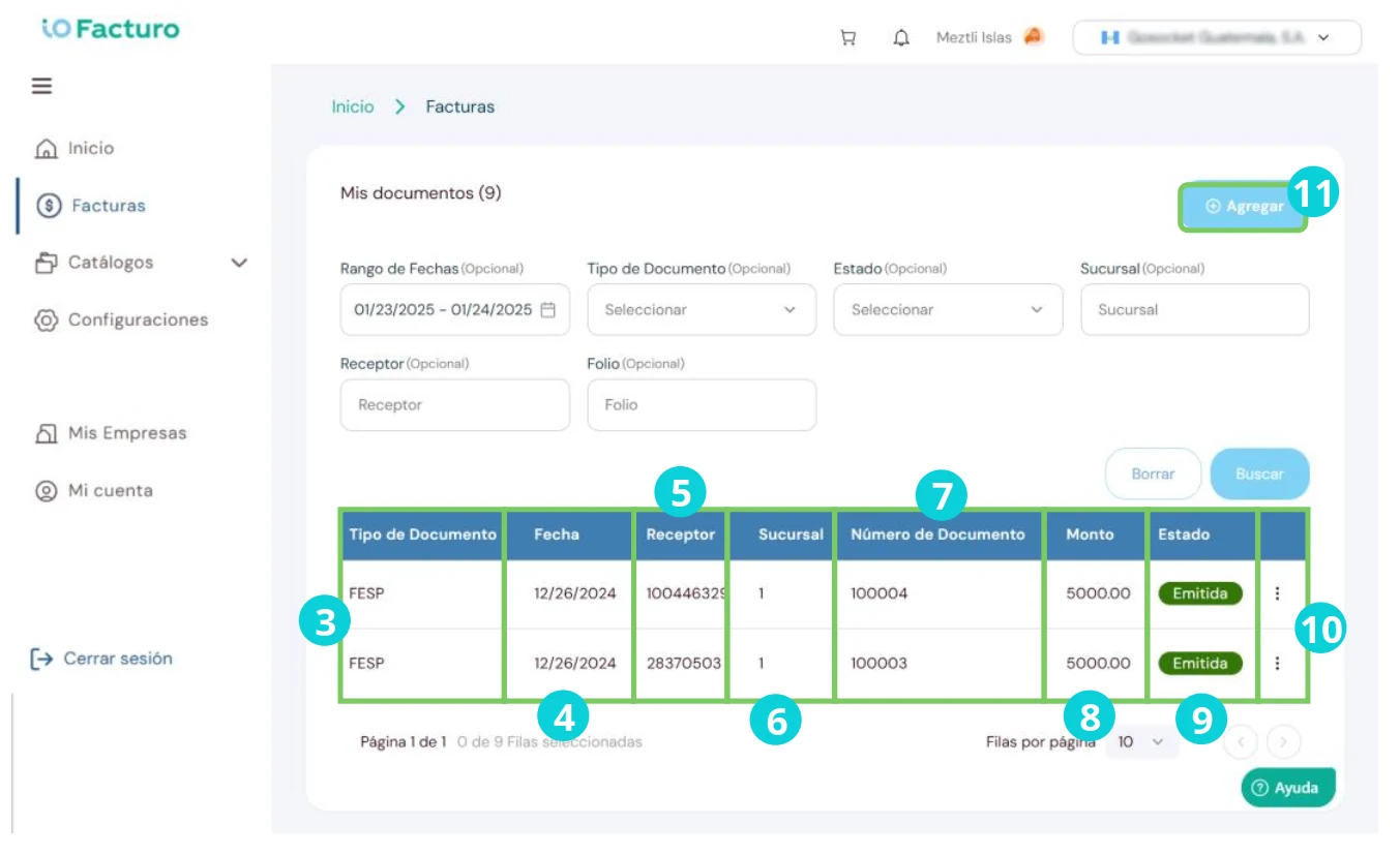 Vista adicional de consulta de documentos