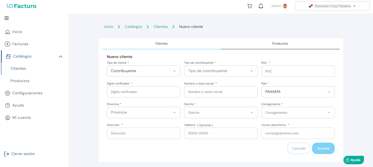 Formulario de registro — contribuyente