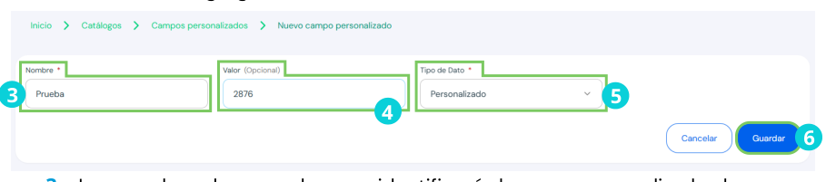 Campo personalizado guardado