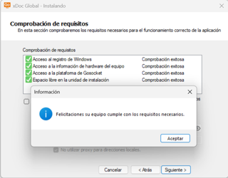 Comprobación de requisitos exitosa