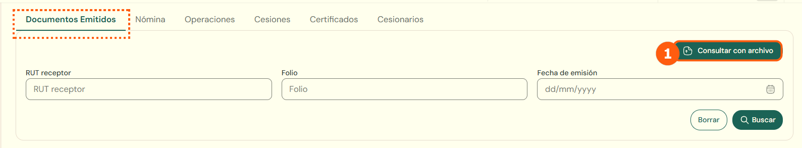 Query with file button in Issued documents