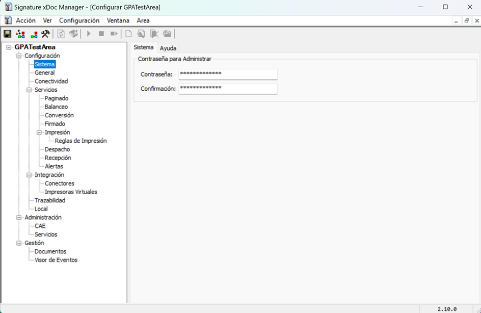 Area password in xDoc Manager