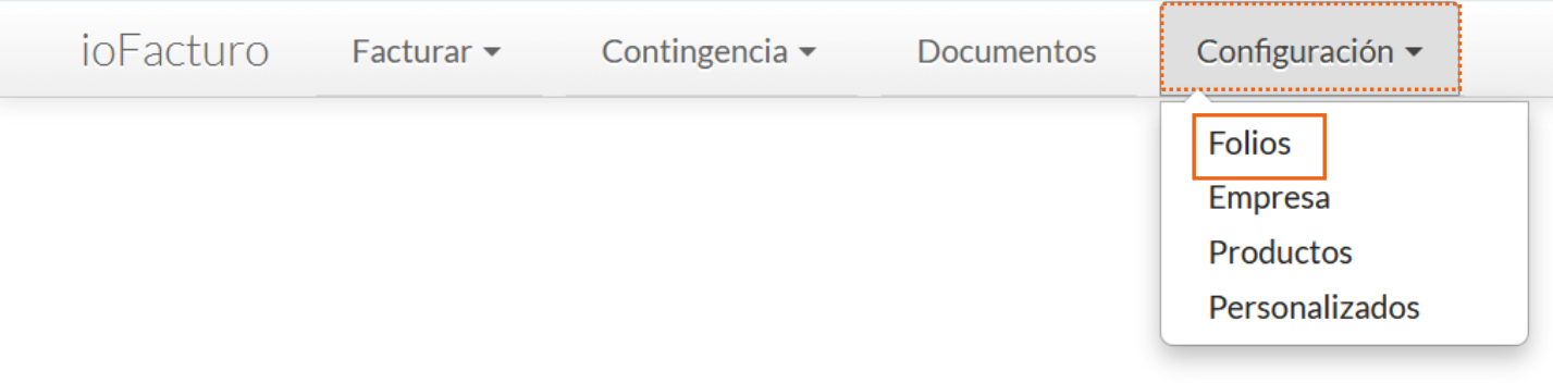 Configuration menu with the Folios, Company, Products, and Custom submodules