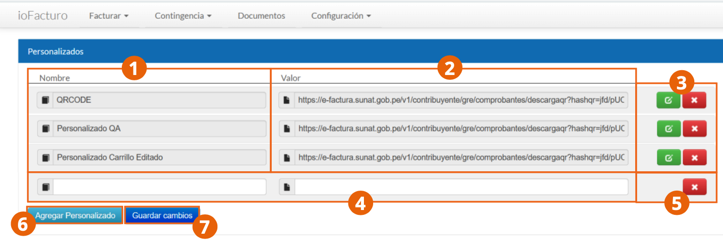 Custom fields screen with the existing field records, their edit buttons, and the form to add a new one