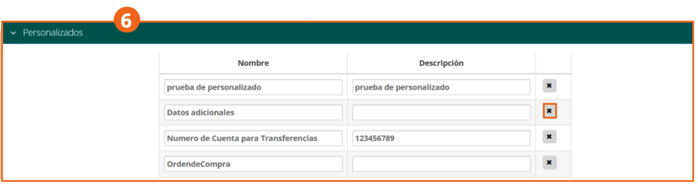 Custom section with custom fields added to the document