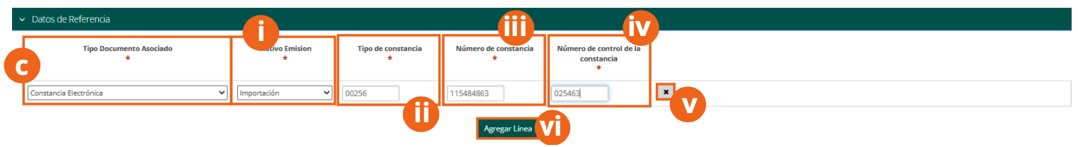 Reference Data with the electronic certificate fields