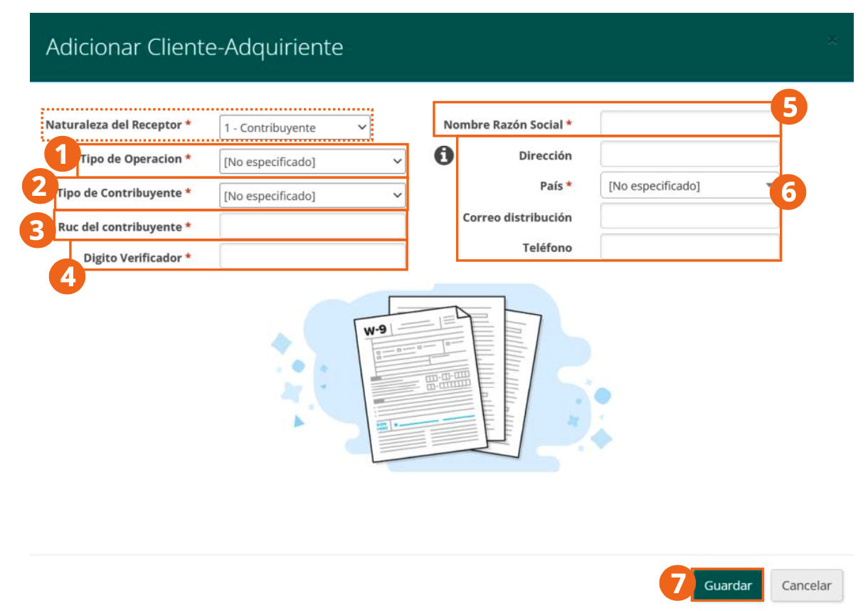 Add Customer-Buyer form for a taxpayer receiver
