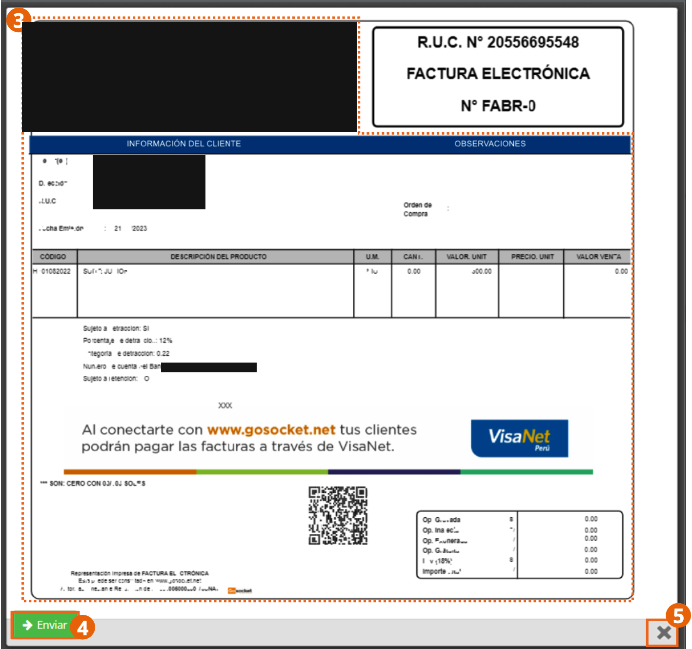 Preview of an Electronic Invoice generated by ioFacturo