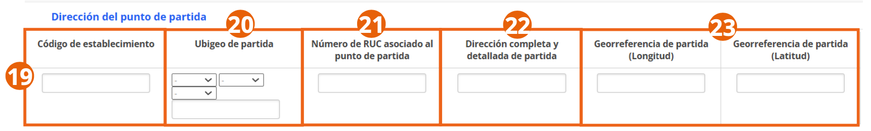 Departure address section