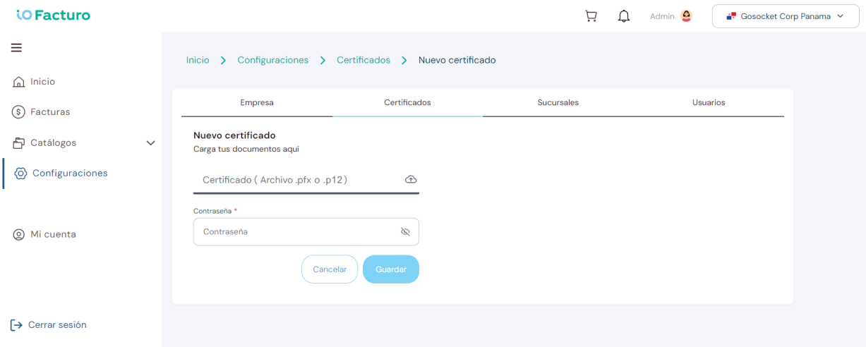Certificates tab view — New option