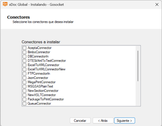 Optional connectors selection
