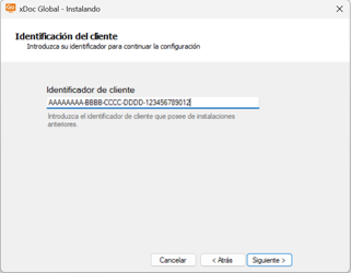 Entering the client identifier