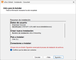 Installation summary before continuing