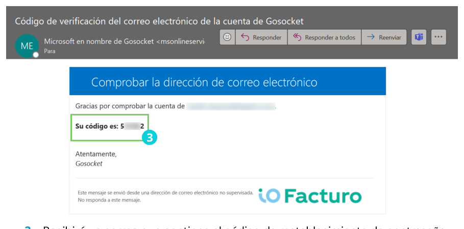 Email with reset code