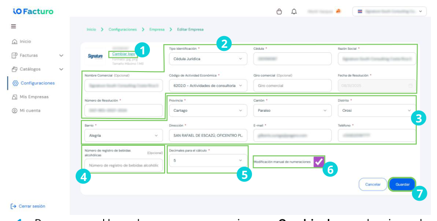 Company data form