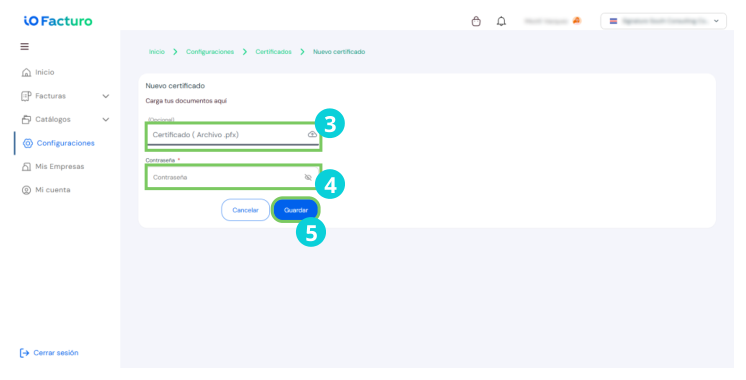 Certificates tab