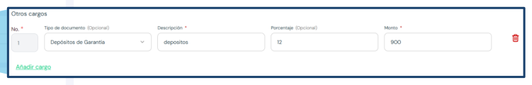 Other charges section