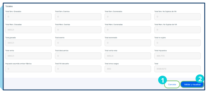Totals section