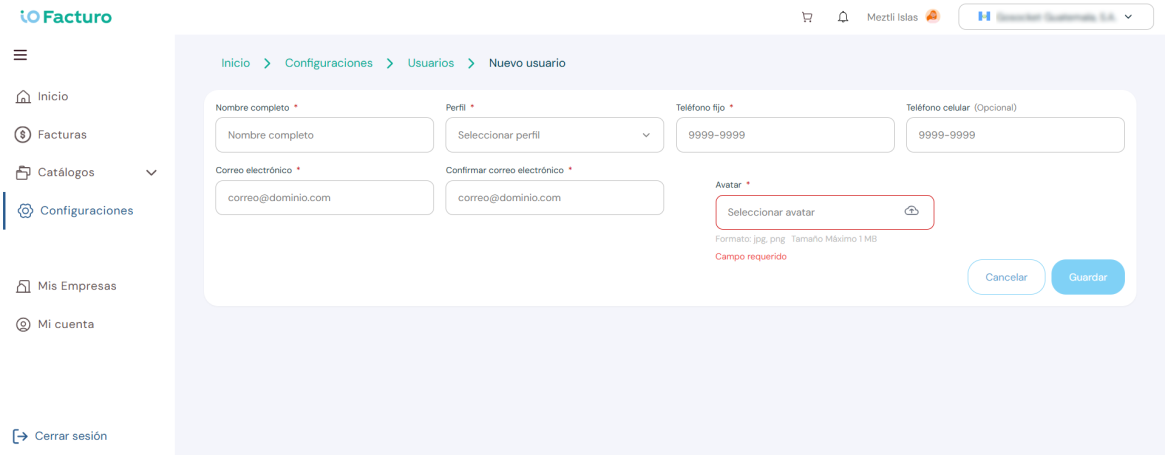 New user form