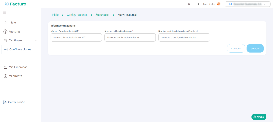 New branch form