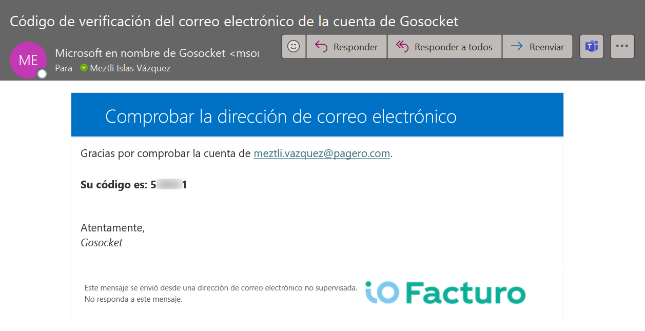 Verification email sent