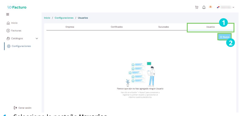Users module — tab and add button