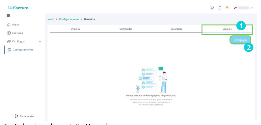 Users module — tab and add button